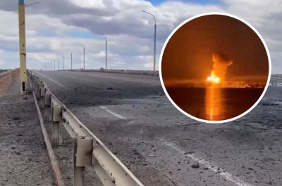     Біля Антонівського моста прогриміли вибухи, спалахнула пожежа    