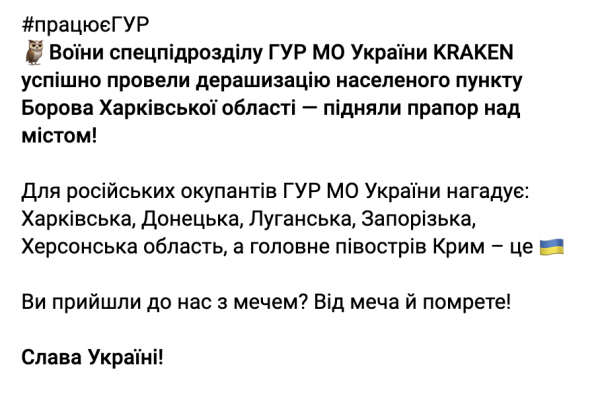     Захисники України деокупували Борову: над селищем підняли синьо-жовтий прапор    